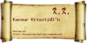 Kacsur Krisztián névjegykártya